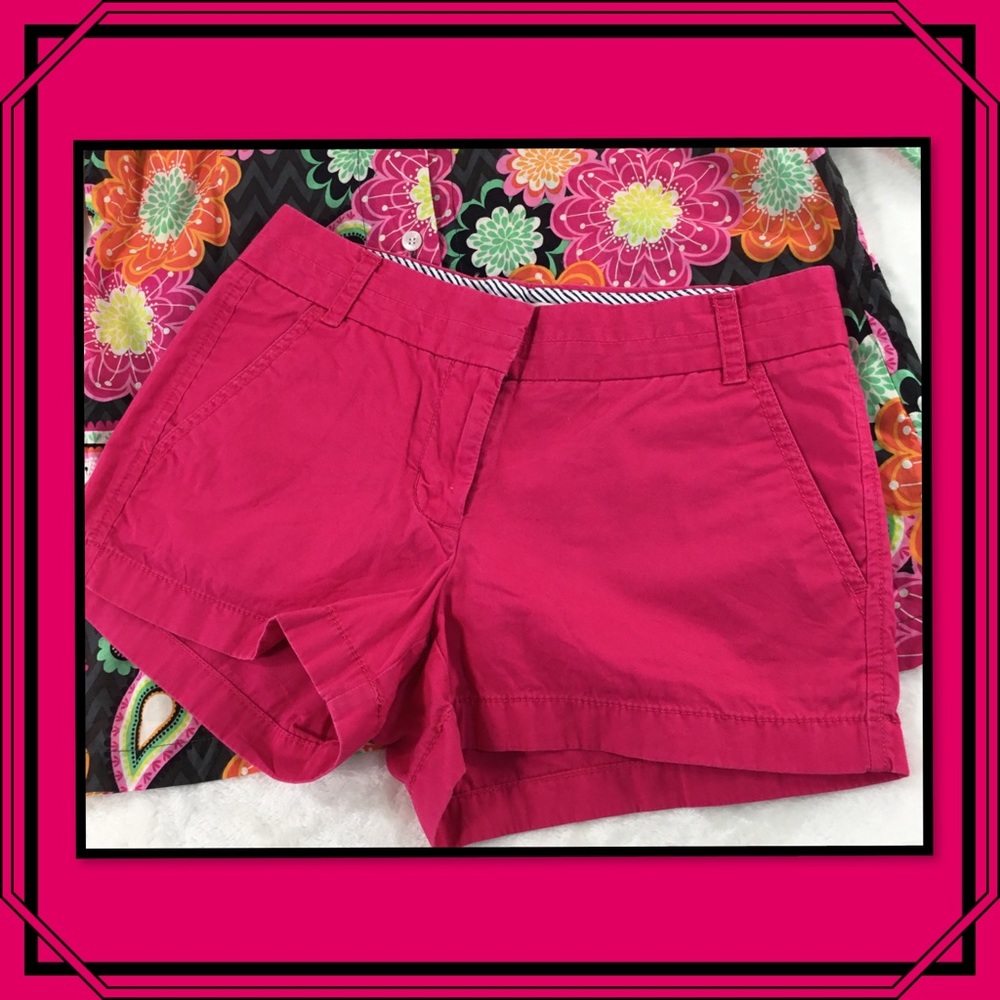 J CREW HOT PINK 100% COTTON CHINO SHORTS 0